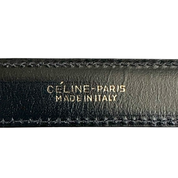 Authentic Celine Black & Gold Horsebit Carriage Leather Vintage Belt - Picture 3 of 14